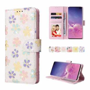 For Samsung Galaxy S10 Plus Bronzing Painting RFID Leather Case(Bloosoming Flower)