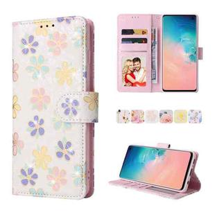 For Samsung Galaxy S10 Bronzing Painting RFID Leather Case(Bloosoming Flower)