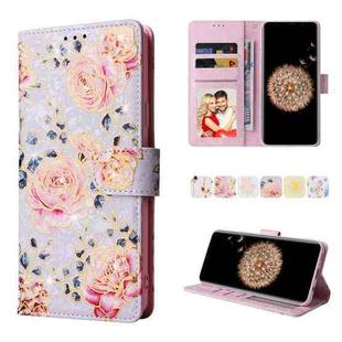 For Samsung Galaxy S9 Plus Bronzing Painting RFID Leather Case(Pastoral Rose)