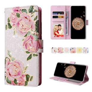 For Samsung Galaxy S9 Plus Bronzing Painting RFID Leather Case(Rose Flower)