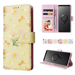 For Samsung Galaxy S9 Bronzing Painting RFID Leather Case(Yellow Daisy)