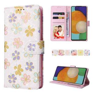 For Samsung Galaxy A52 5G Bronzing Painting RFID Leather Case(Bloosoming Flower)