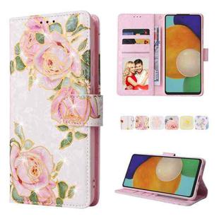 For Samsung Galaxy A52 5G Bronzing Painting RFID Leather Case(Rose Flower)