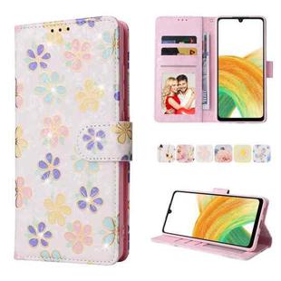 For Samsung Galaxy A33 5G Bronzing Painting RFID Leather Case(Bloosoming Flower)