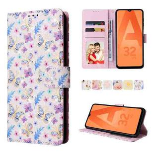 For Samsung Galaxy A32 5G Bronzing Painting RFID Leather Case(Pansies)