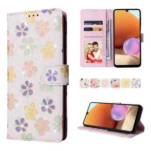 For Samsung Galaxy A32 4G Bronzing Painting RFID Leather Case(Bloosoming Flower)