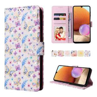 For Samsung Galaxy A32 4G Bronzing Painting RFID Leather Case(Pansies)