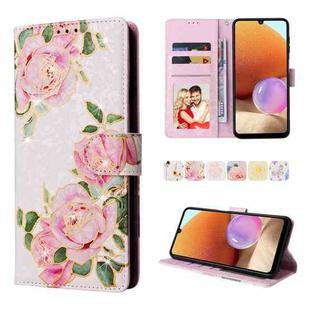 For Samsung Galaxy A32 4G Bronzing Painting RFID Leather Case(Rose Flower)