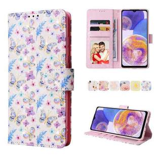 For Samsung Galaxy A23 4G Bronzing Painting RFID Leather Case(Pansies)
