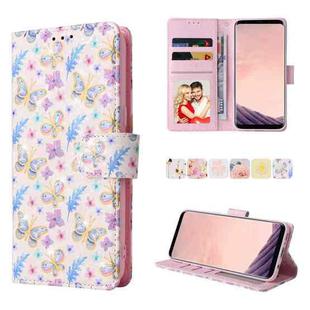 For Samsung Galaxy S8 Plus Bronzing Painting RFID Leather Case(Pansies)