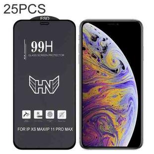 25 PCS High Aluminum Large Arc Full Screen Tempered Glass Film For iPhone 11 Pro Max / XS Max