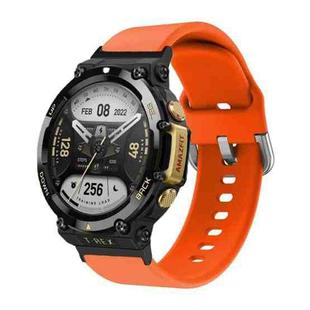 For Amazfit T-Rex 2 Silicone Reverse Buckle Watch Band(Orange)