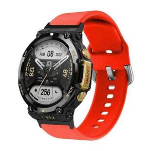 For Amazfit T-Rex 2 Silicone Reverse Buckle Watch Band(Red)