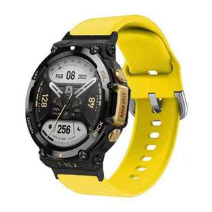 For Amazfit T-Rex 2 Silicone Reverse Buckle Watch Band(Yellow)