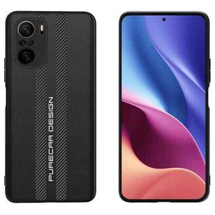 For Xiaomi Redmi K40 Carbon Fiber Texture Plain Leather Phone Case(Black)