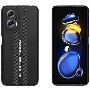 For Xiaomi Redmi Note 11T Pro Carbon Fiber Texture Plain Leather Phone Case(Black)