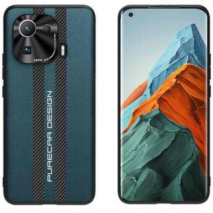 For Xiaomi Mi 11 Pro Carbon Fiber Texture Plain Leather Phone Case(Dark Green)