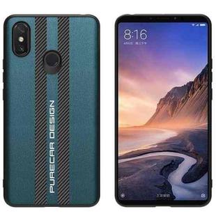 For Xiaomi Mi Max 3 Carbon Fiber Texture Plain Leather Phone Case(Dark Green)