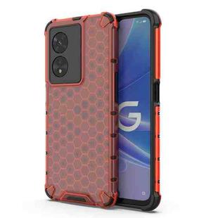 For OPPO A97 5G Shockproof Honeycomb PC + TPU Phone Case(Red)