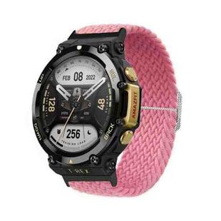 For Amazfit T-Rex 2 Adjustable Buckle Braided Nylon Watch Band(Pink)