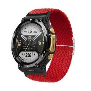 For Amazfit T-Rex 2 Adjustable Buckle Braided Nylon Watch Band(Red)