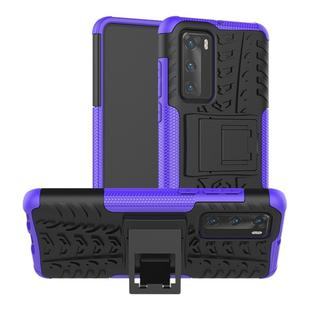 For Huawei P40 Tire Texture Shockproof TPU+PC Protective Case with Holder(Purple)