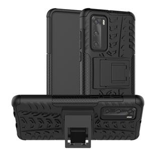 For Huawei P40 Tire Texture Shockproof TPU+PC Protective Case with Holder(Black)