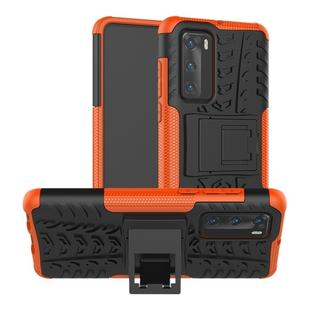 For Huawei P40 Tire Texture Shockproof TPU+PC Protective Case with Holder(Orange)
