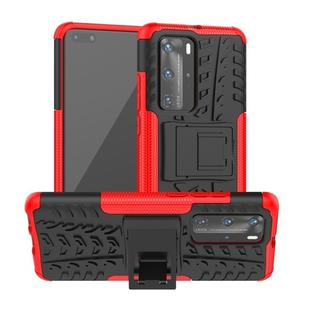 For Huawei P40 Pro / P40 Pro+ Tire Texture Shockproof TPU+PC Protective Case with Holder(Red)