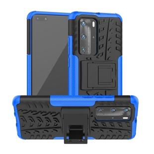 For Huawei P40 Pro / P40 Pro+ Tire Texture Shockproof TPU+PC Protective Case with Holder(Blue)