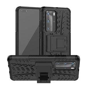For Huawei P40 Pro / P40 Pro+ Tire Texture Shockproof TPU+PC Protective Case with Holder(Black)