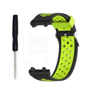 For Amazfit T-Rex 2 3-Row Holes Two-color Silicone Watch Band(Black Green)