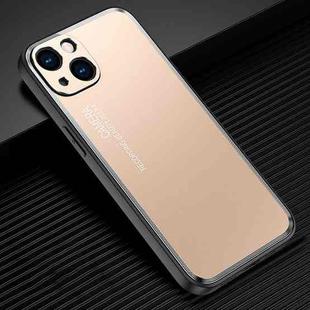 For iPhone 14 Light and Shadow Series Frosted Metal Phone Case (Gold)