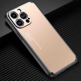 For iPhone 14 Pro Light and Shadow Series Frosted Metal Phone Case(Gold)