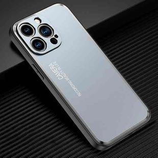For iPhone 14 Pro Light and Shadow Series Frosted Metal Phone Case(Blue)