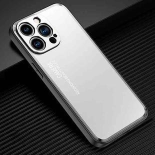 For iPhone 14 Pro Max Light and Shadow Series Frosted Metal Phone Case (Silver)