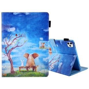 For iPad Pro 11 (2020) & (2018) Painted Pattern Tablet PC Protective Leather Case with Bracket & Card Slot & Photo Holder(Elephant Rabbit)