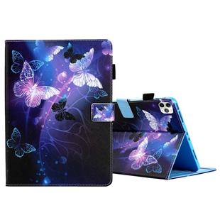 For iPad Pro 11 (2020) & (2018) Painted Pattern Tablet PC Protective Leather Case with Bracket & Card Slot & Photo Holder(Purple Butterfly)
