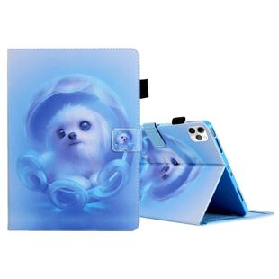 For iPad Pro 11 (2020) & (2018) Painted Pattern Tablet PC Protective Leather Case with Bracket & Card Slot & Photo Holder(Blue Background Puppy)