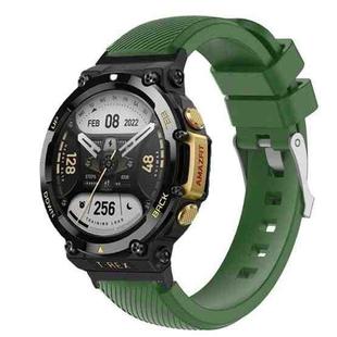 For Amazfit T-Rex 2 Twill Silicone Watch Band(Army Green)