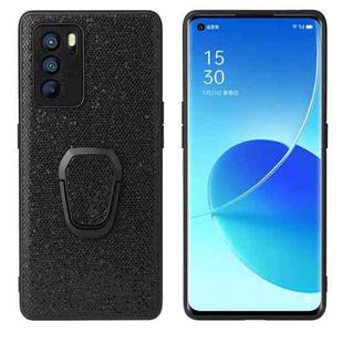 For OPPO Reno6 Pro 5G Leather Back Phone Case with Holder(Black Sequins)