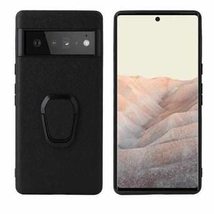 For Google Pixel 6 Pro Leather Back Phone Case with Holder(Black)