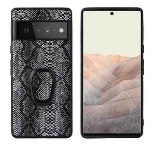 For Google Pixel 6 Pro Leather Back Phone Case with Holder(Snakeskin Print)