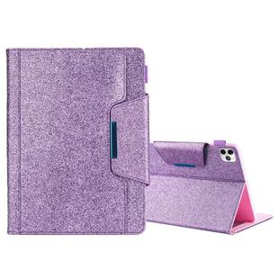 For iPad Pro 11 (2020) & (2018) Big Metal Button Business Tablet PC Protective Leather Case with Bracket & Card Slot & Photo Holder & Wallet(Purple)