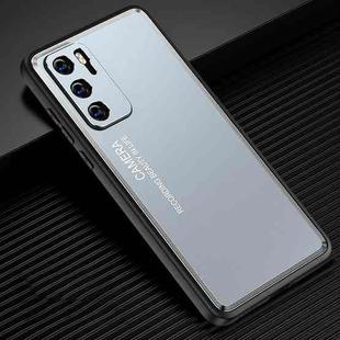 For Huawei P40 Light and Shadow Series Frosted Metal Phone Case(Blue)
