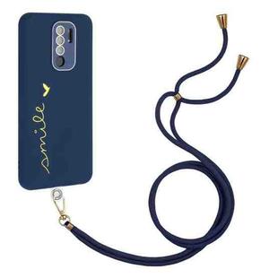 For Xiaomi Redmi 9 Prime / Poco M2 Gilding Line TPU Phone Case with Strap(Royal Blue)