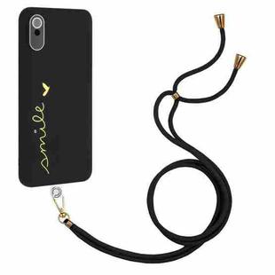 For Xiaomi Redmi 9A / 9AT / 9i Indian Gilding Line TPU Phone Case with Strap(Black)