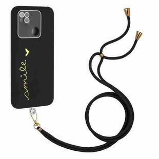 For Xiaomi Redmi 10A Gilding Line TPU Phone Case with Strap(Black)