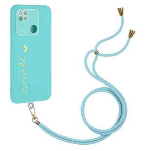 For Xiaomi Redmi 10A Gilding Line TPU Phone Case with Strap(Light Blue)