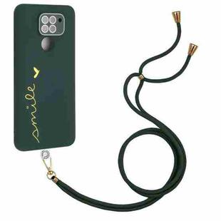 For Xiaomi Redmi Note 9 Global / 10X 4G Gilding Line TPU Phone Case with Strap(Dark Green)